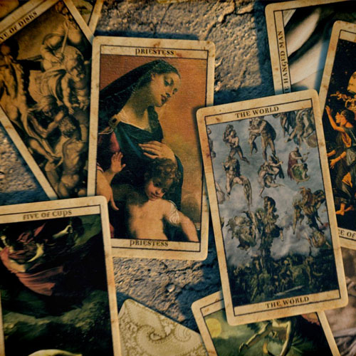 The Origin Of The Word Tarot.<br> 
      The earliest names for the tarot are all Italian. Originally the cards were called carte da trionfi (cards of the triumphs). Around 1530 (about 100 years after the origin of the cards), the word tarocchi (singular tarocco) begins to be used to distinguish them from a new game of triumphs or trumps then being played with ordinary playing cards.